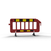 Crowd barrier | made of plastic | fence element red | film RA1/A | yellow / black